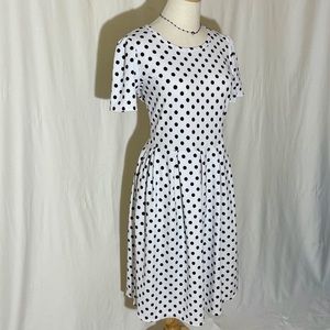 LulaRoe Amelia Dress in White with Black Polka Dots